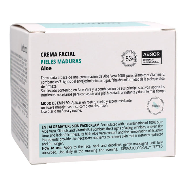Babaria Crema Facial Pieles Maduras con Aloe XXL 125 ml – Hidratación Intensiva Día y Noche, 100% Vegana
