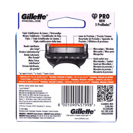Gillette ProGlide – 6 cuchillas de recambio (cabezal ProGlide), 5 hojas ultrafinas con banda lubricante para afeitado suave y preciso