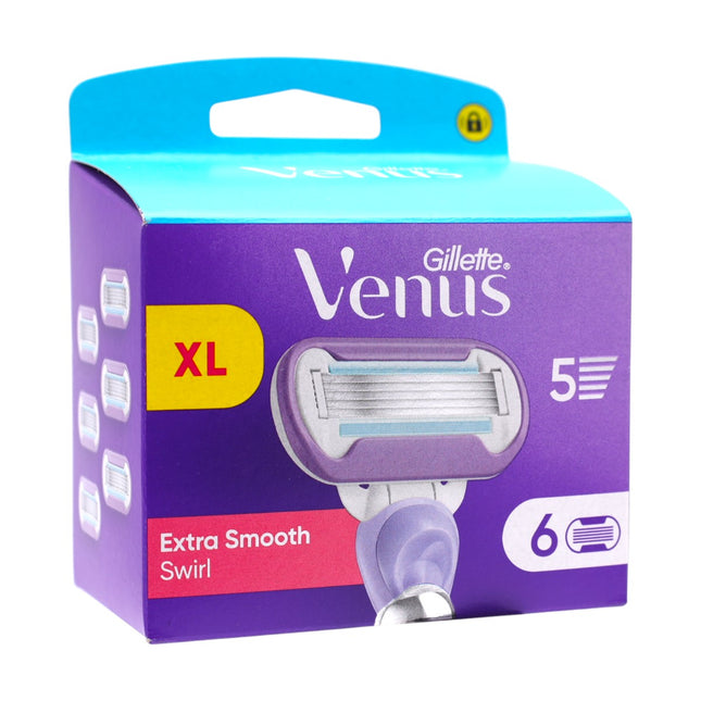 Gillette Venus Extra Smooth Swirl – 6 cuchillas de recambio con 5 hojas, banda lubricante, cabeza pivotante para un afeitado suave