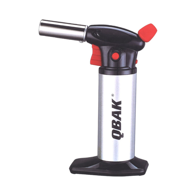 QBAK soplete de cocina butano recargable, quemador culinario con llama ajustable encendido fácil y base estable, para postres y cocina, 18,2 x 13,6 cm