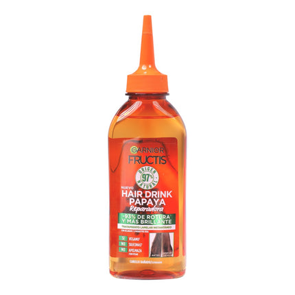 Garnier Fructis Hair Drink Papaya Reparadora 200 ml – Tratamiento lamelar instantáneo, 97% origen natural, sin siliconas
