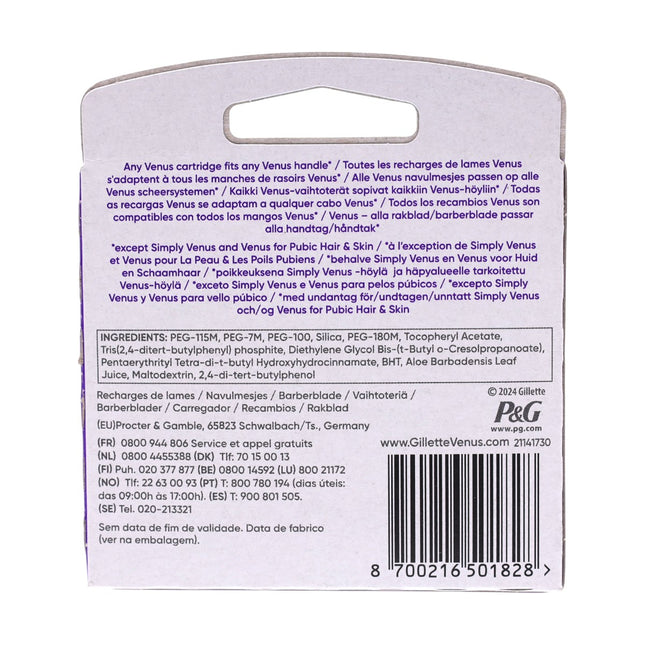 Gillette Venus Extra Smooth Swirl – 6 cuchillas de recambio con 5 hojas, banda lubricante, cabeza pivotante para un afeitado suave