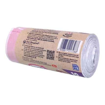 Handy Bag Bolsas de basura perfumadas para baño 10 L – 15 unidades (45×45 cm) | 100% plástico reciclado, anti-goteo y cierre fácil – Rollo para cubo y papelera