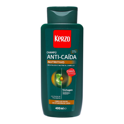Kerzo Champú Anti-Caída Nutritivo con Aceite de Macadamia 400 ml | Doble acción: fortalece y nutre