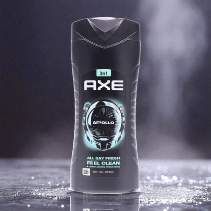 AXE Apollo 3-en-1 Gel (Cuerpo, Cara y Cabello) 400 ml – Fragancia Sage & Cedarwood, 12 h de frescura duradera