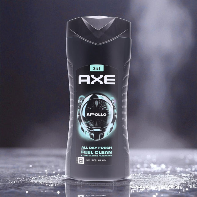 AXE Apollo 3-en-1 Gel (Cuerpo, Cara y Cabello) 400 ml – Fragancia Sage & Cedarwood, 12 h de frescura duradera