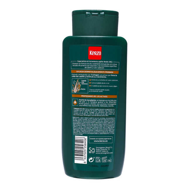 Kerzo Champú Anti-Caída Nutritivo con Aceite de Macadamia 400 ml | Doble acción: fortalece y nutre