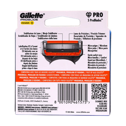 Gillette ProGlide Power – Pack de 8 cuchillas de recambio, 5 hojas y banda lubricante para afeitado suave