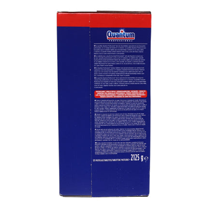 Quantum Professional Pastillas para Lavavajillas Uso Profesional, 125 Pastillas, Limpieza Profunda, Acción Desengrasante, Brillo en Vajilla y Cristalería, Apto para Ciclos Cortos de 1 a 5 Minutos