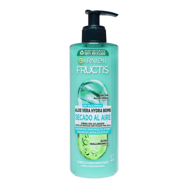 Garnier Fructis Aloe Vera Hydra Bomb Secado al Aire 400 ml, Crema Sin Aclarado para Cabello Deshidratado, con Aloe Vera y Ácido Hialurónico, Sin Siliconas