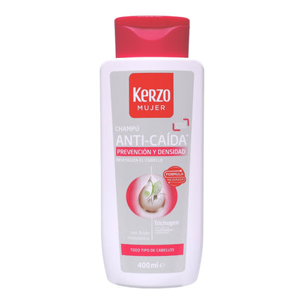 Kerzo Mujer Champú Anti-Caída Prevención y Densidad 400 ml con Trichogen™ y Ácido Hialurónico