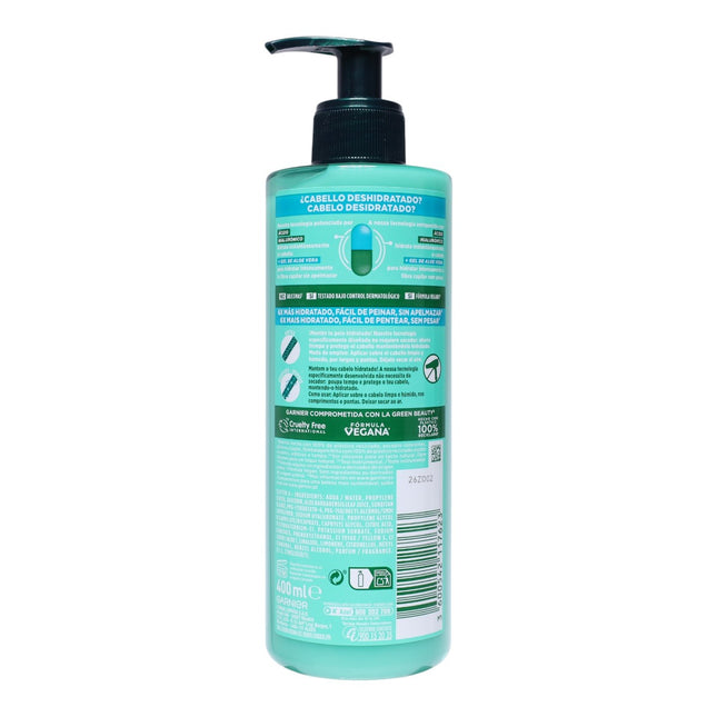 Garnier Fructis Aloe Vera Hydra Bomb Secado al Aire 400 ml, Crema Sin Aclarado para Cabello Deshidratado, con Aloe Vera y Ácido Hialurónico, Sin Siliconas