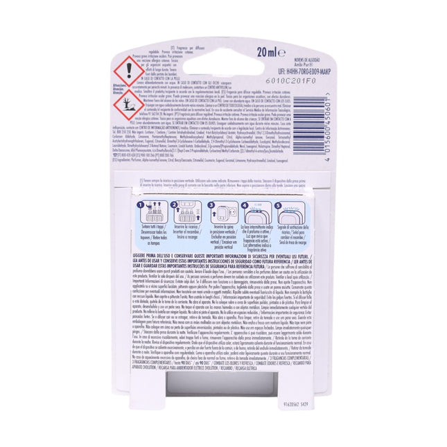 Ambi Pur 3Volution Recambio Ambientador Eléctrico Nubes de Algodón 20 ml, 3 Fragancias Complementarias, Hasta 90 Días, Combate Olores y Refresca
