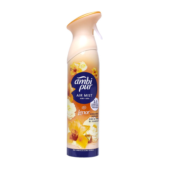 Ambi Pur Ambientador en Spray Air Mist Lenor Oro y Flor de Vainilla 185 ml – Elimina olores y perfuma tu hogar