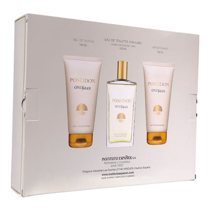 Poseidon Only Man – Estuche Regalo Hombre: Eau de Toilette 100 ml + After Shave 100 ml + Gel de Ducha 100 ml | Set perfume masculino Instituto Español