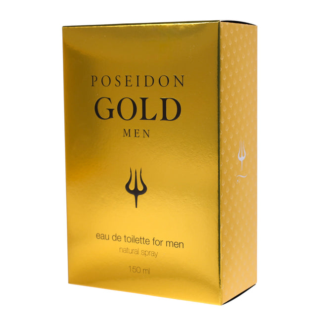 Poseidon Gold Men Eau de Toilette 150 ml – colonia para hombre aromática especiada, spray vaporizador, fragancia para uso diario