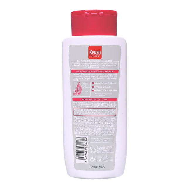 Kerzo Mujer Champú Anti-Caída Prevención y Densidad 400 ml con Trichogen™ y Ácido Hialurónico