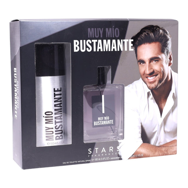 Pack colonia hombre Muy Mío Bustamante 100 ml + desodorante spray 150 ml – estuche de perfume masculino diario, aroma fresco y elegante, idea de regalo