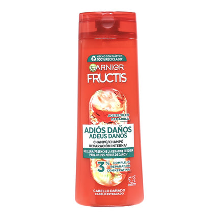 Garnier Fructis Adiós Daños Champú Reparación Interna 380 ml – Con Aceite de Marula y Keratina – Cabello Dañado – Fórmula Vegana