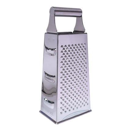 LifeStyle rallador de cocina 4 caras de acero inoxidable, rallador manual de queso y verduras con asa superior, 21,5 cm de alto, base 9 x 7 cm