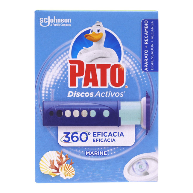 PATO desinfectante WC discos activos de gel frescor marino aparato + recambio 6 unidades