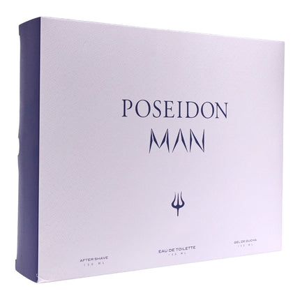 POSEIDON Man – Estuche regalo 3 piezas: Eau de Toilette 150 ml + Gel de Ducha 150 ml + After Shave 150 ml | Perfume para hombre fresco-aromático