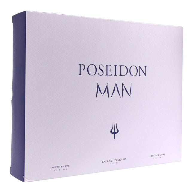 POSEIDON Man – Estuche regalo 3 piezas: Eau de Toilette 150 ml + Gel de Ducha 150 ml + After Shave 150 ml | Perfume para hombre fresco-aromático