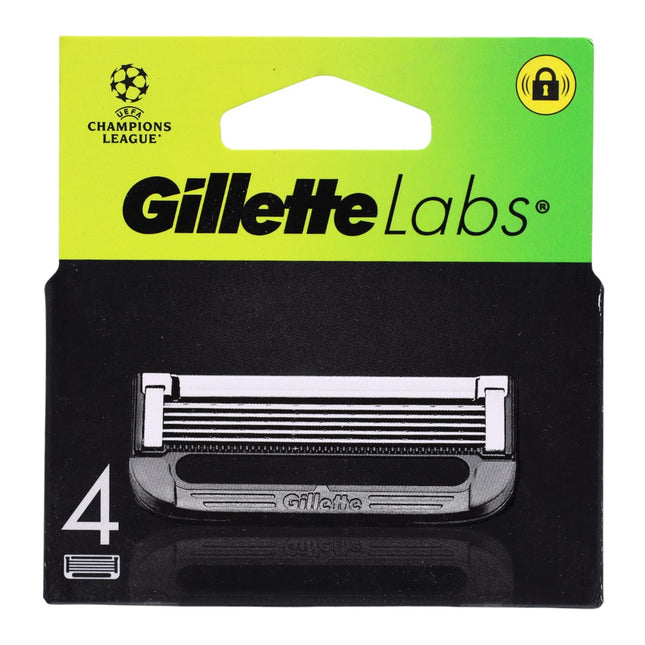 Gillette Labs Recambios de Cuchillas con Barra Exfoliante – Pack 4 (diseño UEFA Champions League)