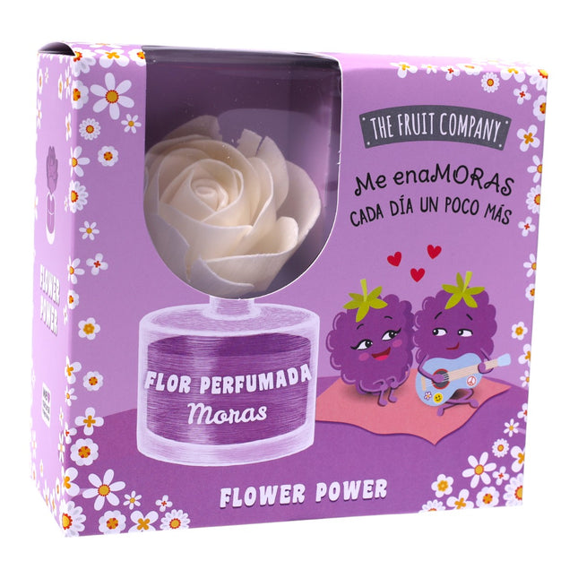 The Fruit Company Flor Perfumada Moras 55 ml – Difusor con flor decorativa | Aroma a moras, ambientador para el hogar de larga duración (+30 días), colección Flower Power