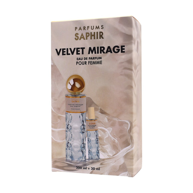 Parfums Saphir Velvet Mirage Eau de Parfum Mujer (200 ml+30 ml) – Floral, vainilla & castaña, fragancia envolvente