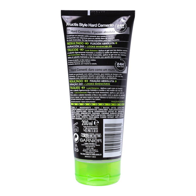 Garnier Fructis Style Hard Cemento – Gel fijador absoluta 24H, 200 ml