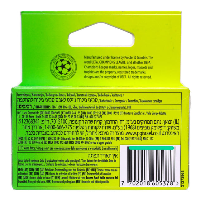 Gillette Labs Recambios de Cuchillas con Barra Exfoliante – Pack 4 (diseño UEFA Champions League)