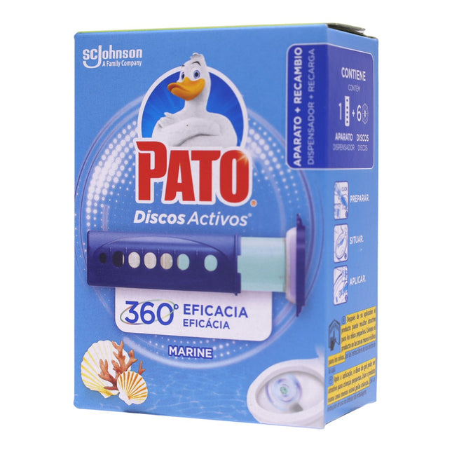 PATO desinfectante WC discos activos de gel frescor marino aparato + recambio 6 unidades