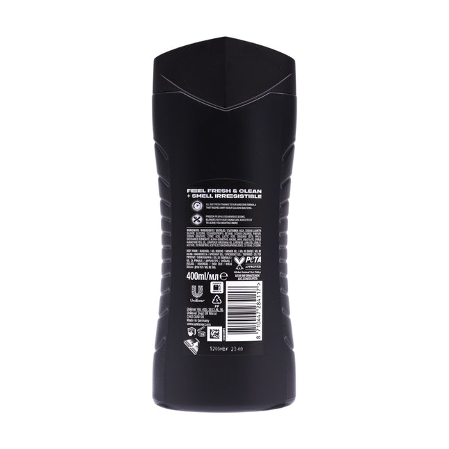 AXE Black 3-en-1 Gel de Ducha 400 ml – Cuerpo, Cara y Cabello, fragancia pera helada & cedro, 12 h de frescura