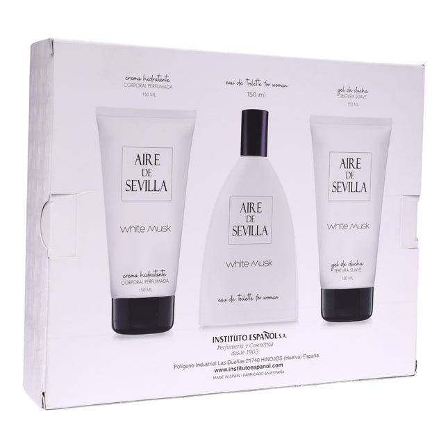 Aire de Sevilla White Musk Estuche Mujer 3 Piezas (Eau de Toilette 150 ml + Crema Corporal 150 ml + Gel de Ducha 150 ml)