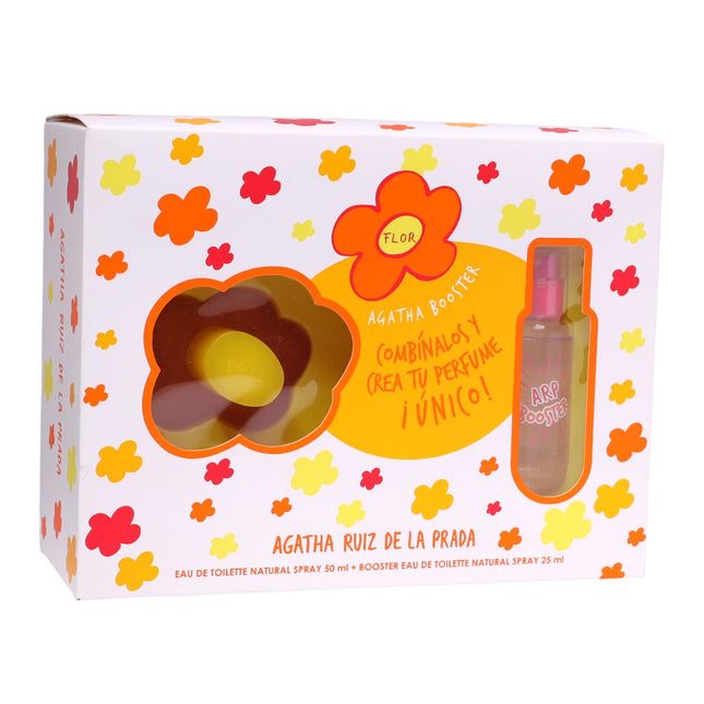 Agatha Ruiz de la Prada Flor & Booster Eau de Toilette Set 50 ml + 25 ml para Mujer, Cofre Regalo Juvenil para Crear tu Perfume Único con Aroma Floral Frutal Divertido