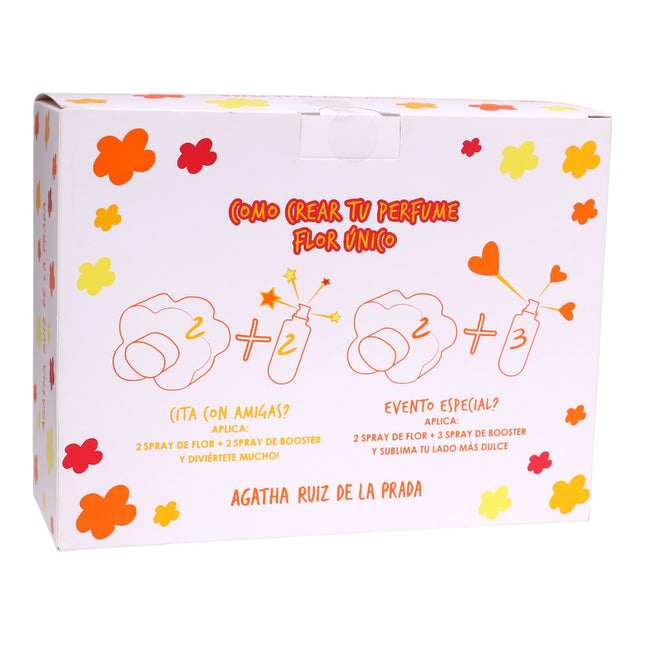 Agatha Ruiz de la Prada Flor & Booster Eau de Toilette Set 50 ml + 25 ml para Mujer, Cofre Regalo Juvenil para Crear tu Perfume Único con Aroma Floral Frutal Divertido
