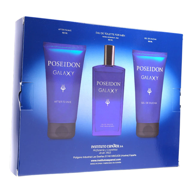 Poseidon Galaxy Hombre – Cofre regalo con Eau de Toilette 100 ml + After Shave 100 ml + Gel de Ducha 100 ml | Instituto Español | Fragancia fresca y aromática