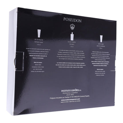 POSEIDON Intenso Estuche para Hombre – Eau de Toilette 150 ml + After Shave 150 ml + Gel de Ducha 150 ml – Set Regalo Fragancia Masculina Hecho en España