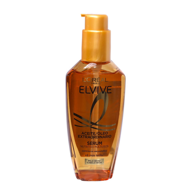 L’Oréal Paris Elvive Aceite Extraordinario Sérum Nutritivo Multiusos para Pelo Seco – Aceite Capilar con 6 veces más Brillo y Suavidad, 100 ml