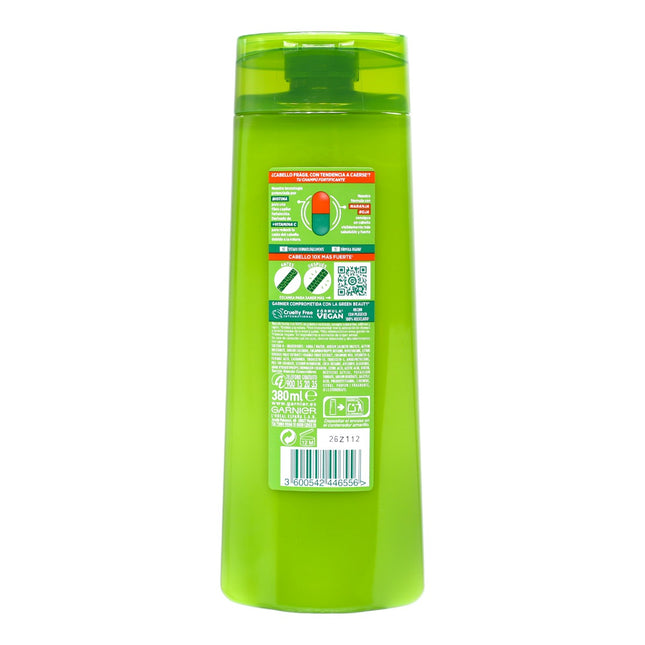 Garnier Fructis Vitamin Force Champú Fortificante 380 ml – Vitamina C y Biotina – Cabello Frágil con Tendencia a Caerse – Fórmula Vegana – Sin Siliconas