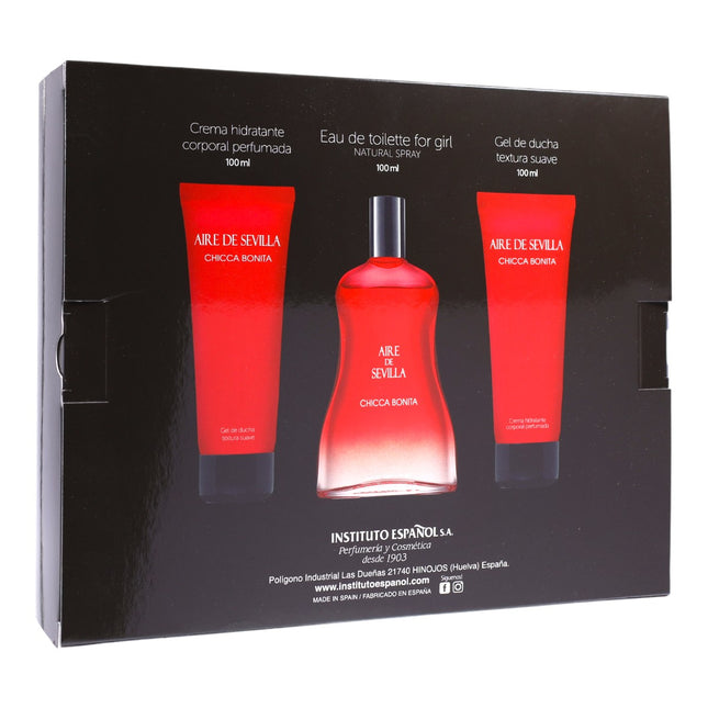 Aire de Sevilla Chicca Bonita – Estuche regalo mujer: Eau de Toilette 100 ml + Gel de ducha 100 ml + Crema corporal 100 ml | Instituto Español