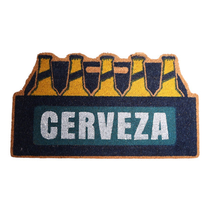 Felpudo de coco divertido “CERVEZA” – 70×40 cm – Fibra de coco natural con base antideslizante PVC | Alfombrilla entrada interior/exterior protegido