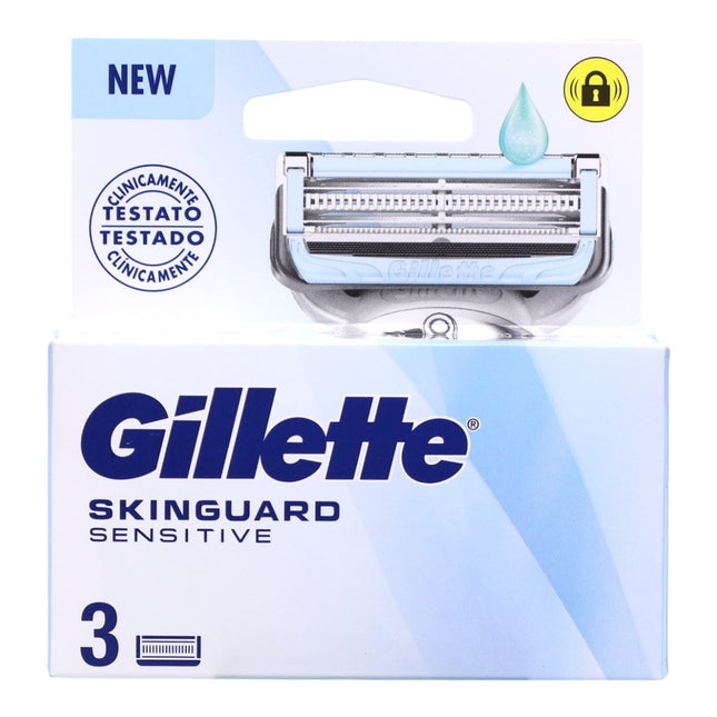 Gillette SkinGuard Sensitive Recambios de Afeitado para Piel Sensible – 3 Cuchillas – Reduce Irritación – Compatible Fusion5 y ProGlide