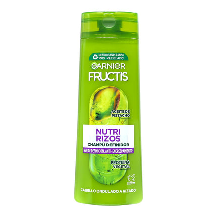 Garnier Fructis Nutri Rizos Champú Definidor con Aceite de Pistacho y Proteína Vegetal – Cabello Ondulado o Rizado – 96h Definición – 380 ml