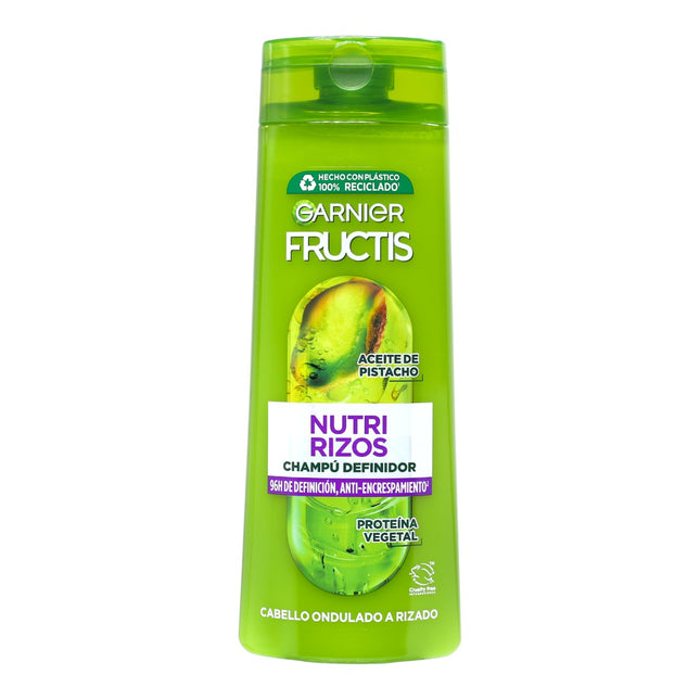 Garnier Fructis Nutri Rizos Champú Definidor con Aceite de Pistacho y Proteína Vegetal – Cabello Ondulado o Rizado – 96h Definición – 380 ml
