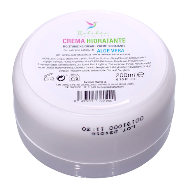 Crema Hidratante Facial y Corporal Aloe Vera 200 ml – Colibrí Healthcare – Hidratación Profunda, Piel Suave, Uso Diario, Todo Tipo de Piel
