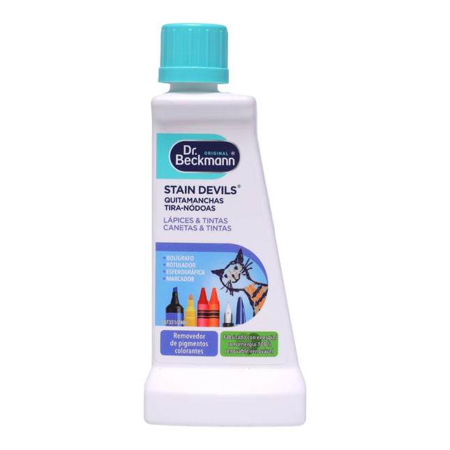 Dr. Beckmann Stain Devils Quitamanchas Lápices y Tintas 50 ml – elimina manchas de bolígrafo, rotulador y marcador en ropa y textiles lavables