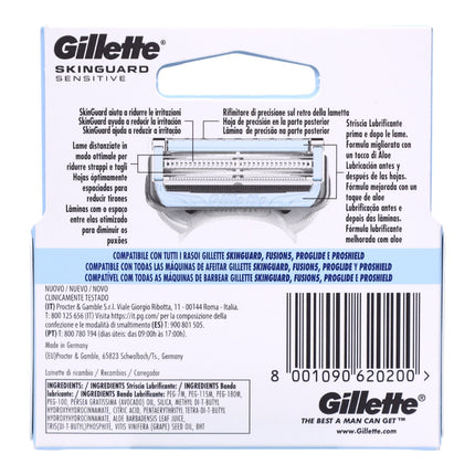 Gillette SkinGuard Sensitive Recambios de Afeitado para Piel Sensible – 3 Cuchillas – Reduce Irritación – Compatible Fusion5 y ProGlide