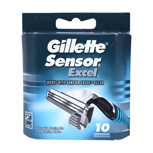 Gillette Sensor Excel – 10 cuchillas de recambio (double blade) para afeitado cómodo con micro-fins